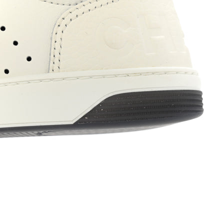 Chanel Grained Calfskin Fabric Womens Logo Sneakers 39 White Black 9 of 10