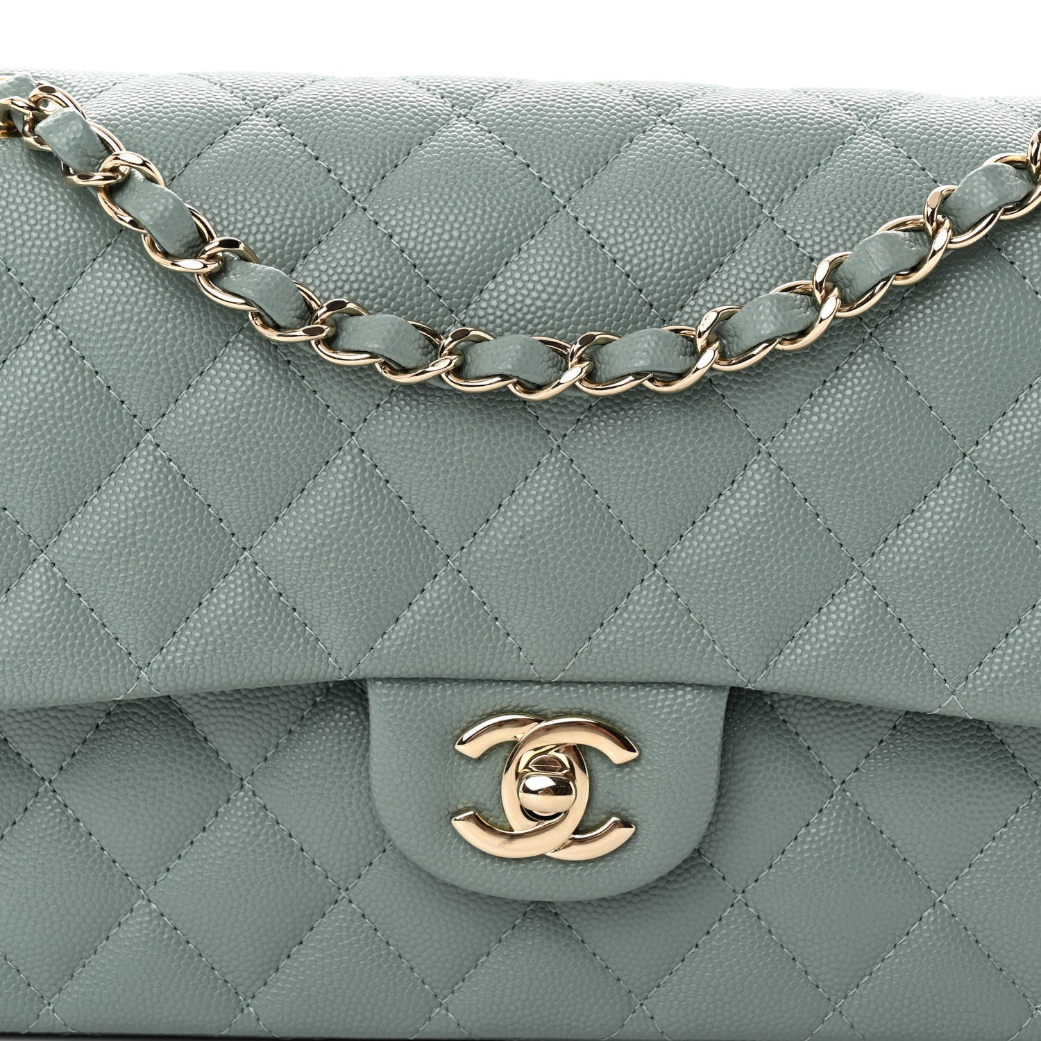 Chanel Caviar Quilted Medium Double Flap Dark Green 8 of 11