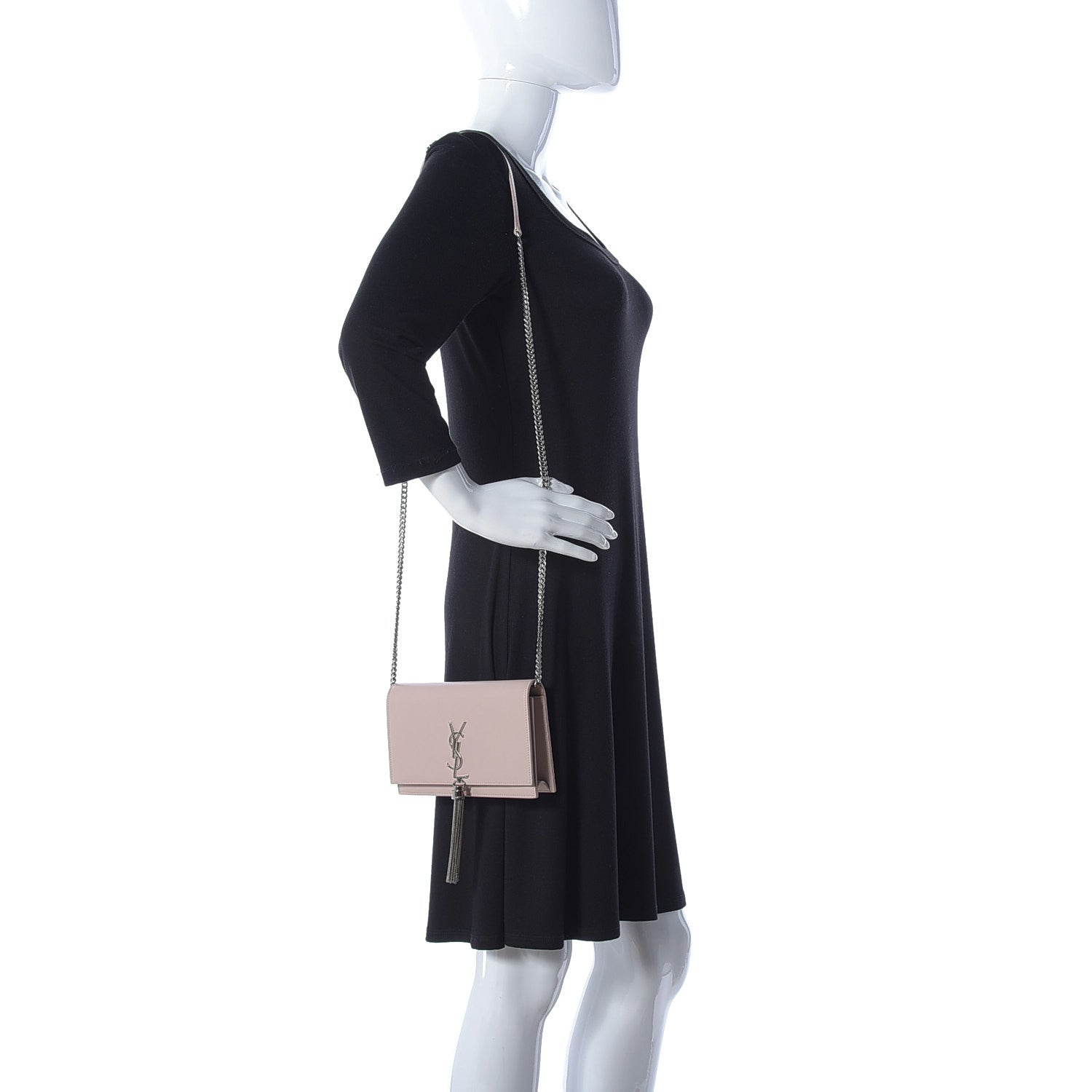 Saint Laurent Smooth Calfskin Classic Monogram Kate Tassel Chain Wallet Marble Pink 2 of 10