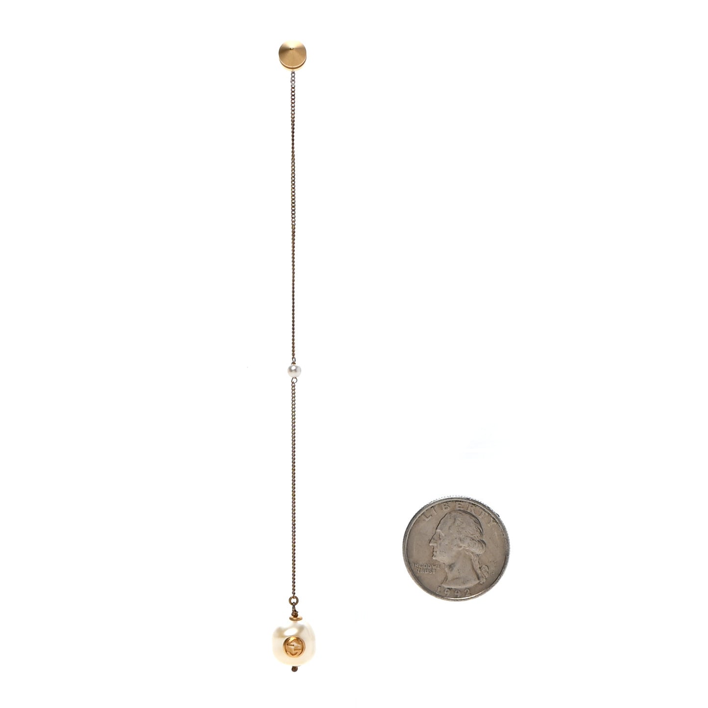 Faux Pearl Interlocking G Single Pendant Earring