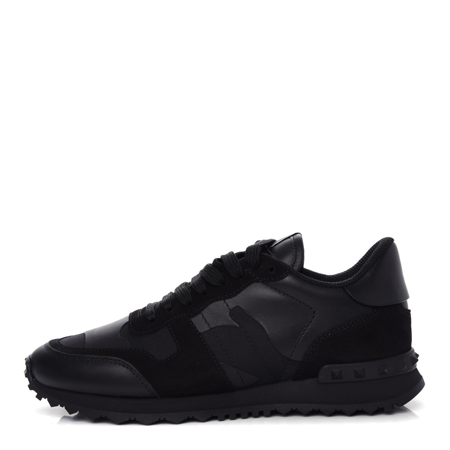 Valentino Garavani Nappa Suede Camouflage Womens Rockrunner Sneakers 38.5 Black 1 of 11