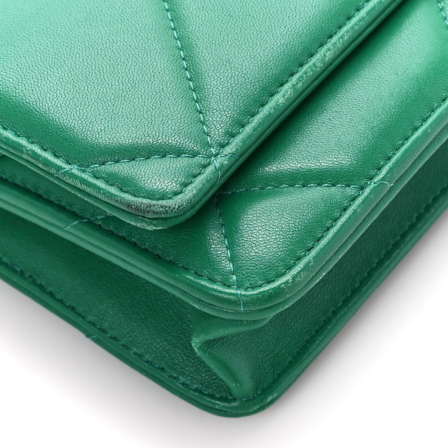 Chanel Lambskin Quilted Chanel 19 Wallet On Chain WOC Green 10 of 12