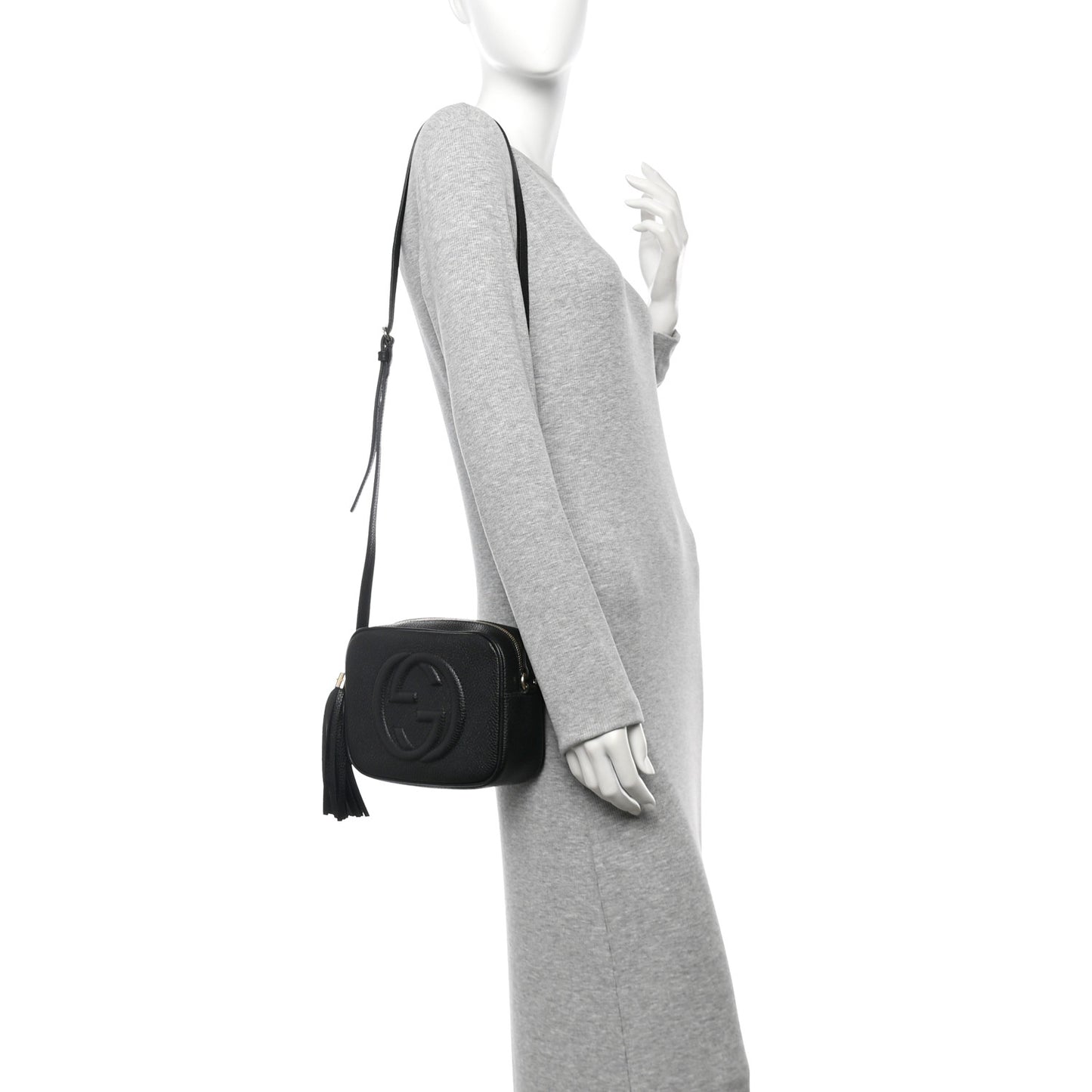 Pebbled Calfskin Small Soho Disco Bag Black