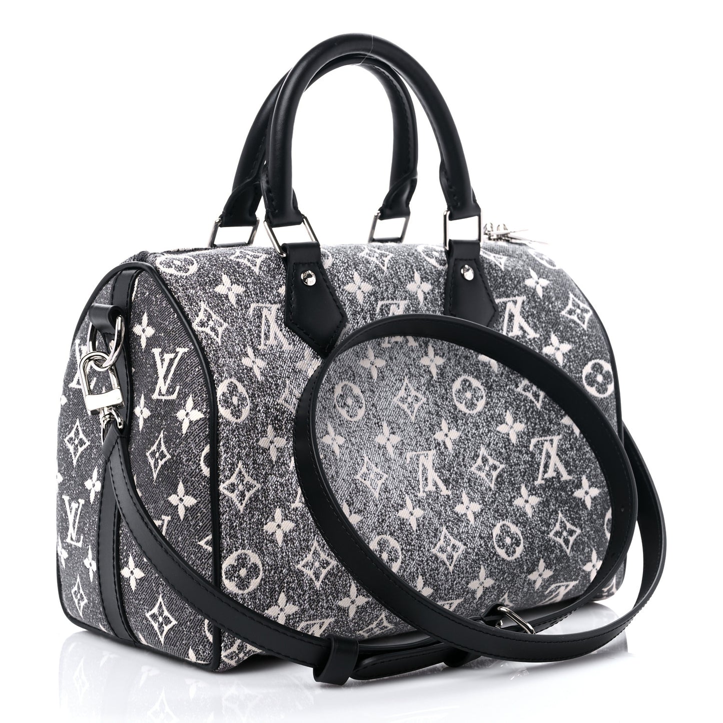 Denim Monogram Jacquard Speedy Bandouliere 25 Black