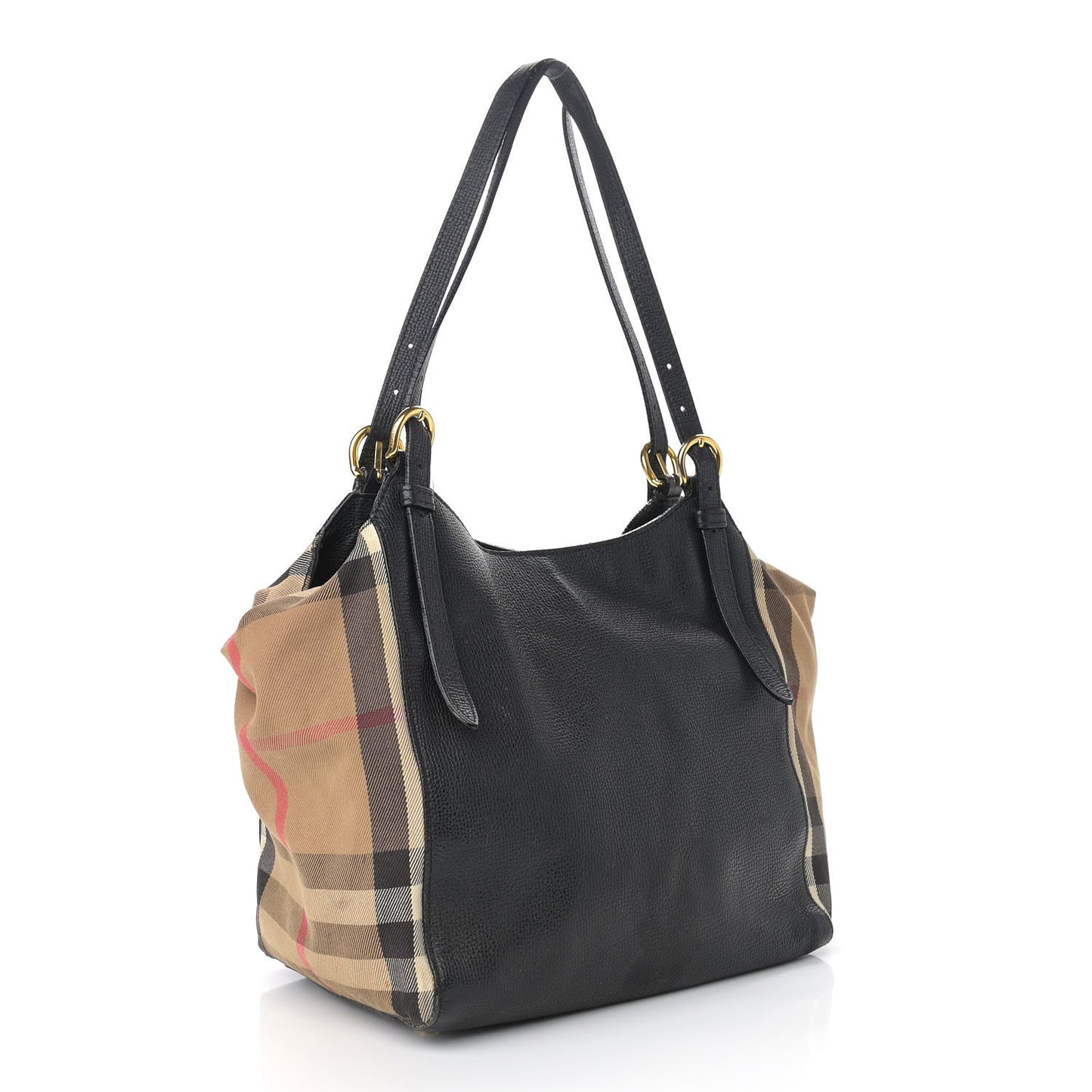 Grainy Calfskin House Check Small Canterbury Black
