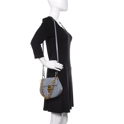 Chloe Calfskin Quilted Mini Drew Bijou Shoulder Bag Washed Blue 2 of 12