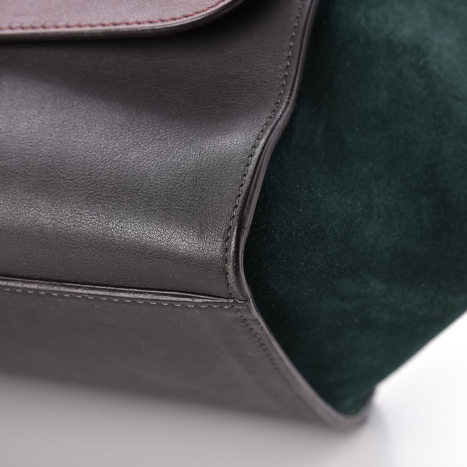 Celine Smooth Calfskin Suede Medium Tri-Color Trapeze Green Burgundy 13 of 15