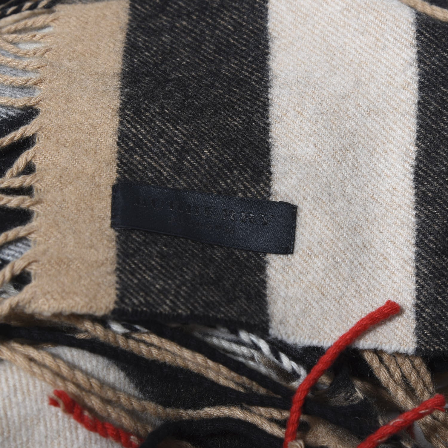 Burberry Prorsum Cashmere Half Mega Check Fringe Scarf Camel 3 of 4