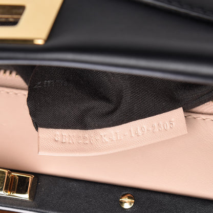 Fendi Vitello Morgan Shiny Nappa Medium Peekaboo Iconic Satchel Black Rosa Plaster 9 of 14