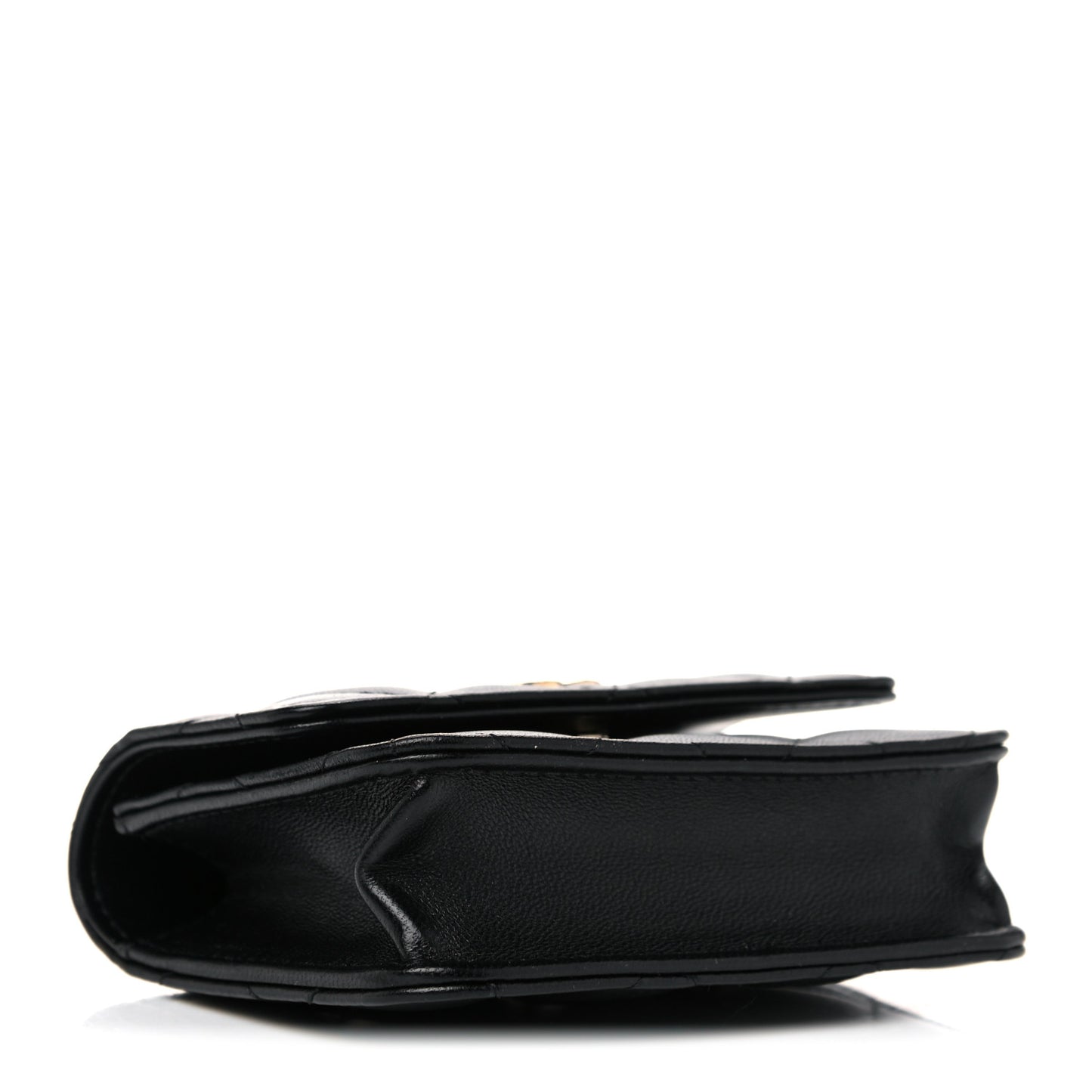 Lambskin Quilted CC Hook Card Holder Black