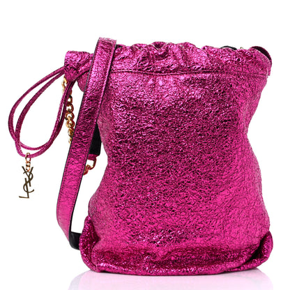 Saint Laurent Crinkled Calfskin Small Teddy Bucket Bag Pink 3 of 11