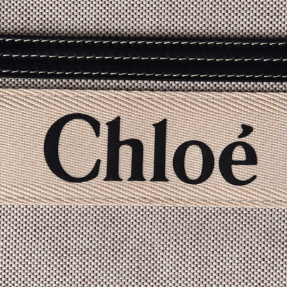 Chloe Cotton Calfskin Large Woody Ribbon Tote White Blue 10 of 10