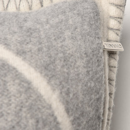 Chanel Merino Wool Cashmere CC Pillow Grey Off White 6 of 7