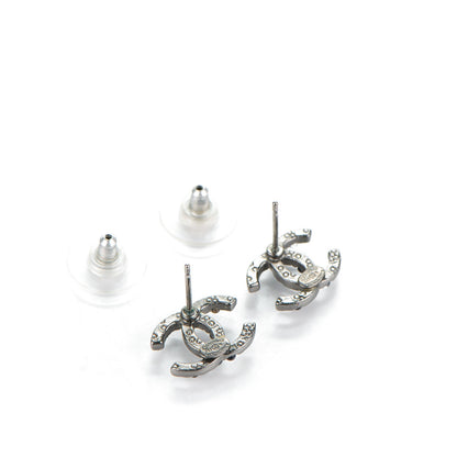 Chanel Pearl Resin Bead CC Earrings Silver Black 3 of 5