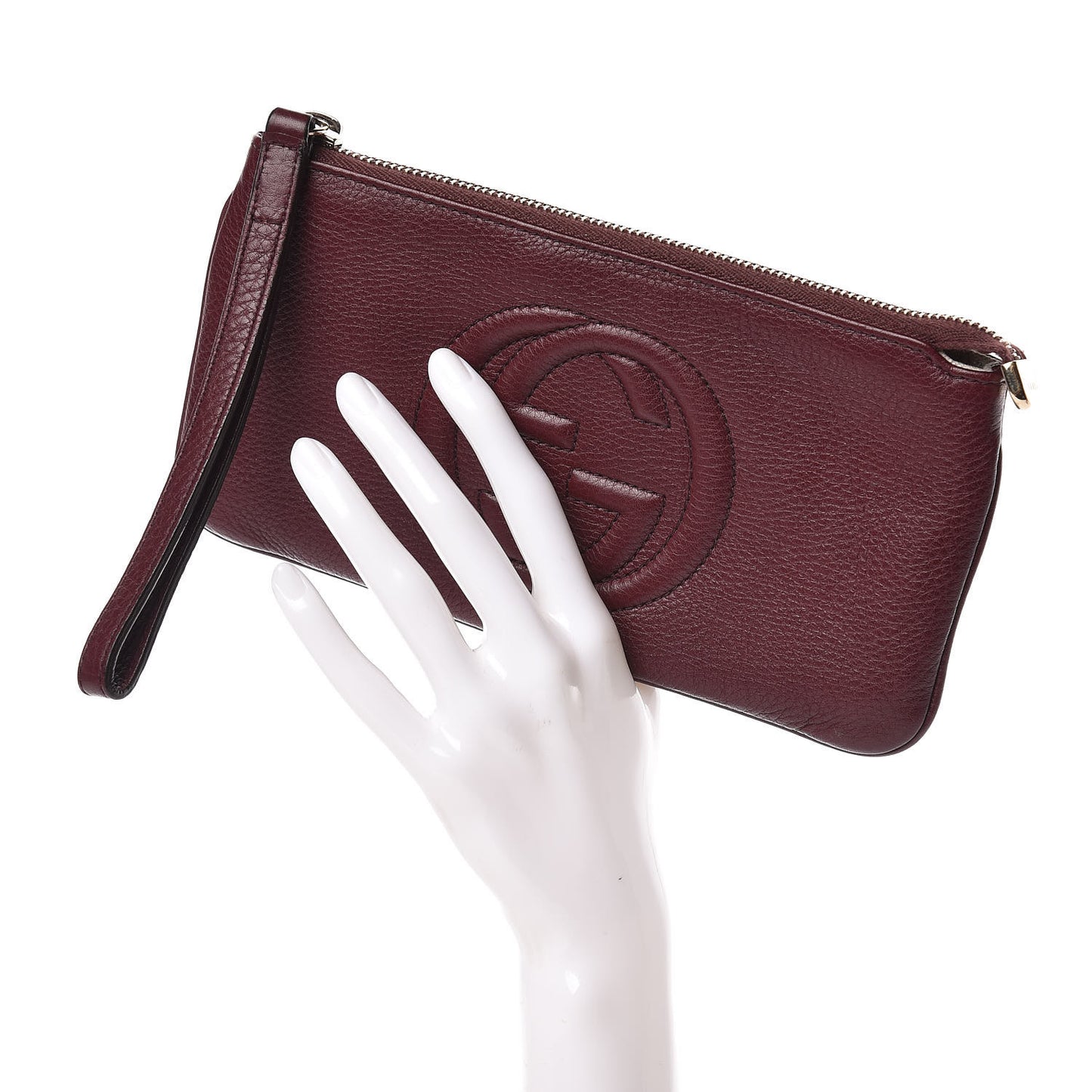 Pebbled Calfskin Soho Wristlet Scarlatto