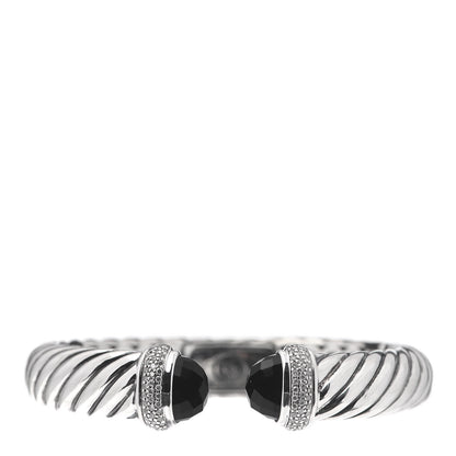 David Yurman Sterling Silver Diamond Black Onyx 10mm Waverly Bracelet 1 of 5