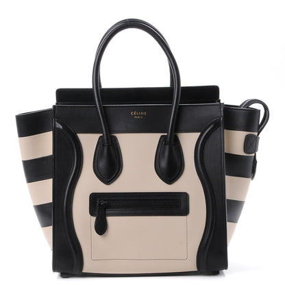 Celine Sleek Calfskin Micro Bi-Color Luggage Black Beige 1 of 12