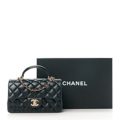 Chanel Lambskin Quilted Mini Top Handle Rectangular Flap Black 12 of 12