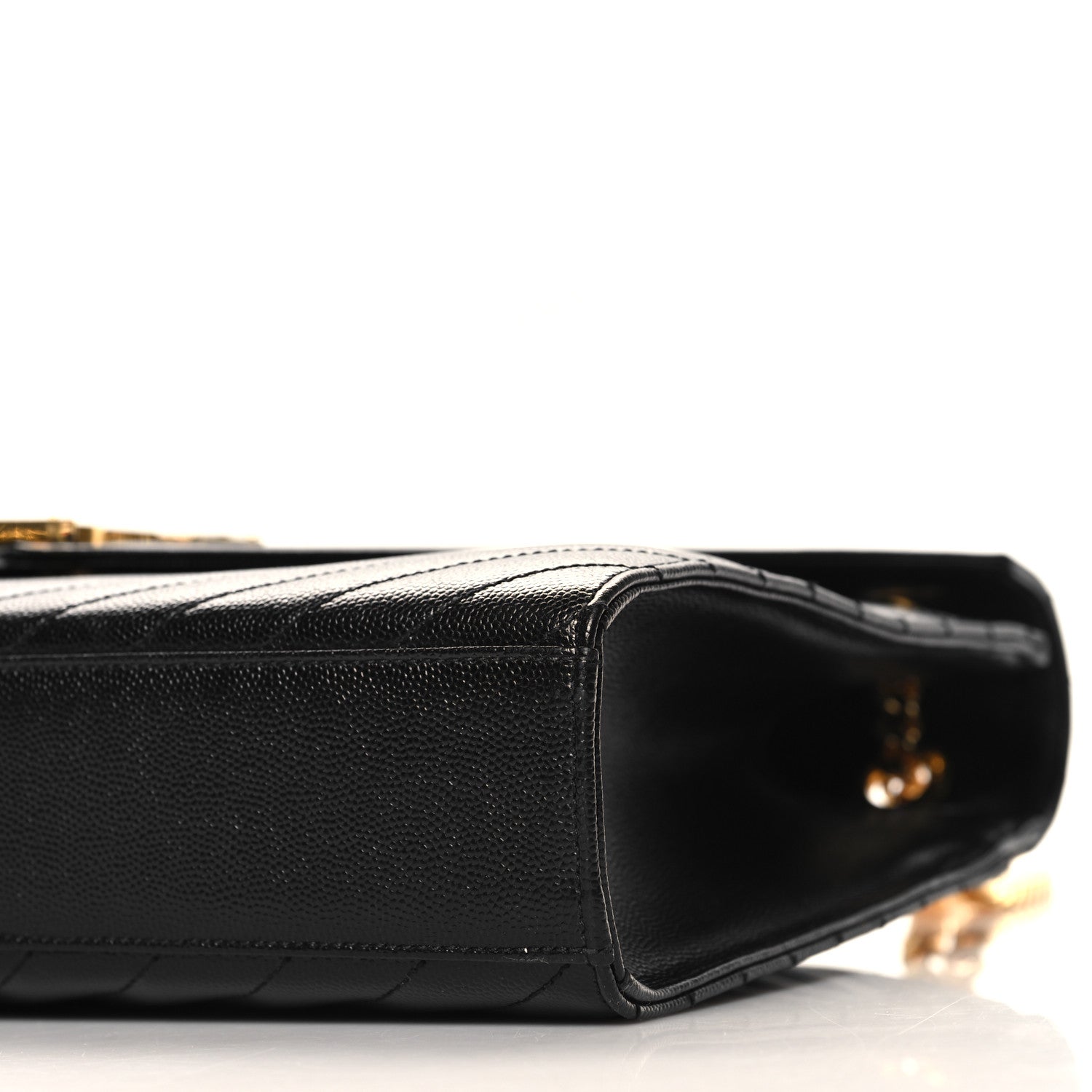 Saint Laurent Grain De Poudre Matelasse Chevron Large Monogram Satchel Black 9 of 9