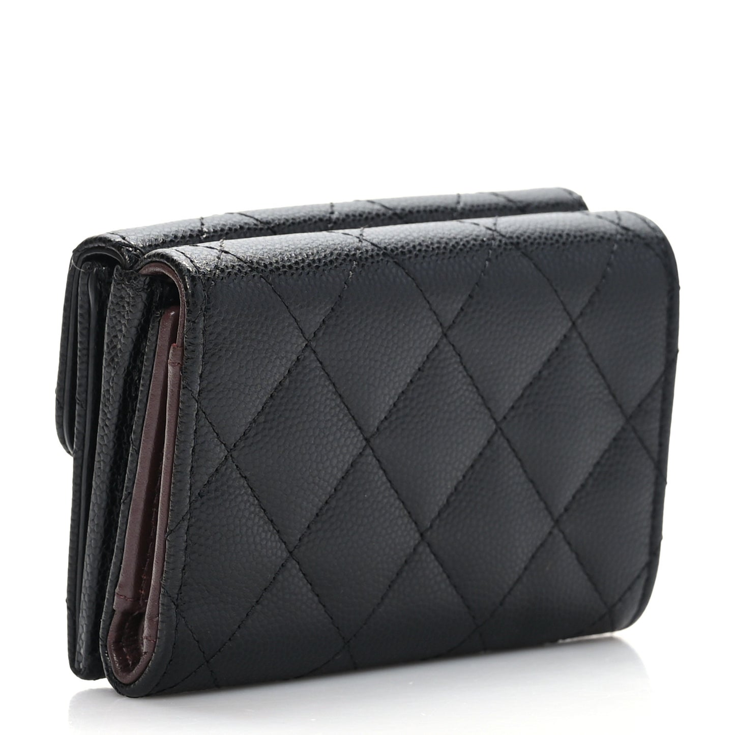 Caviar Quilted Double Flap Wallet Black