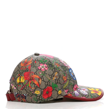 Gucci GG Supreme Flora Claudia Baseball Hat 58 L Red 5 of 9