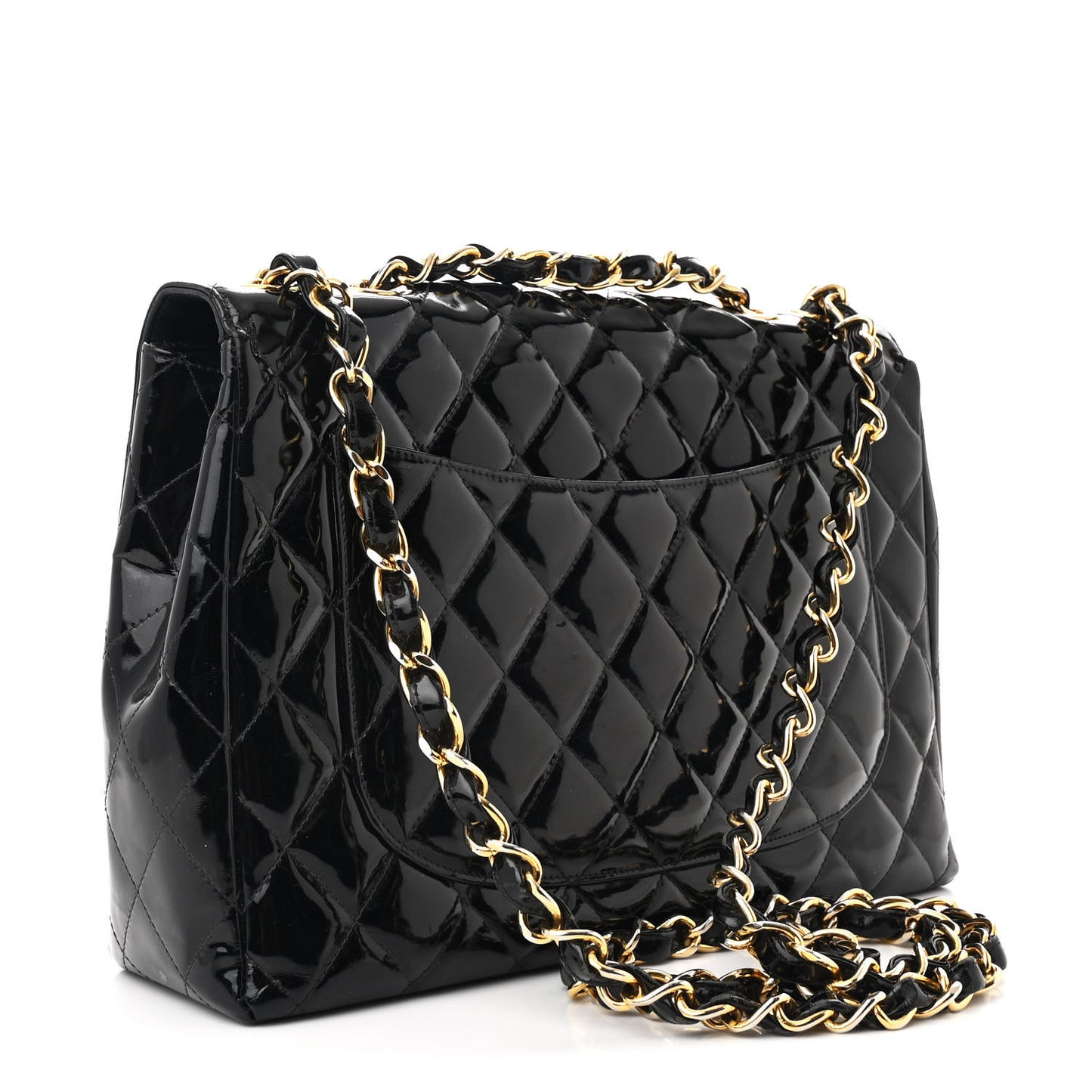 Patent Quilted XL Jumbo Single Flap Black