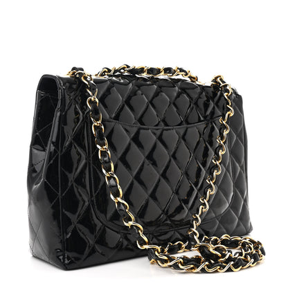 Chanel Patent Quilted XL Jumbo Single Flap Black 3 of 14
