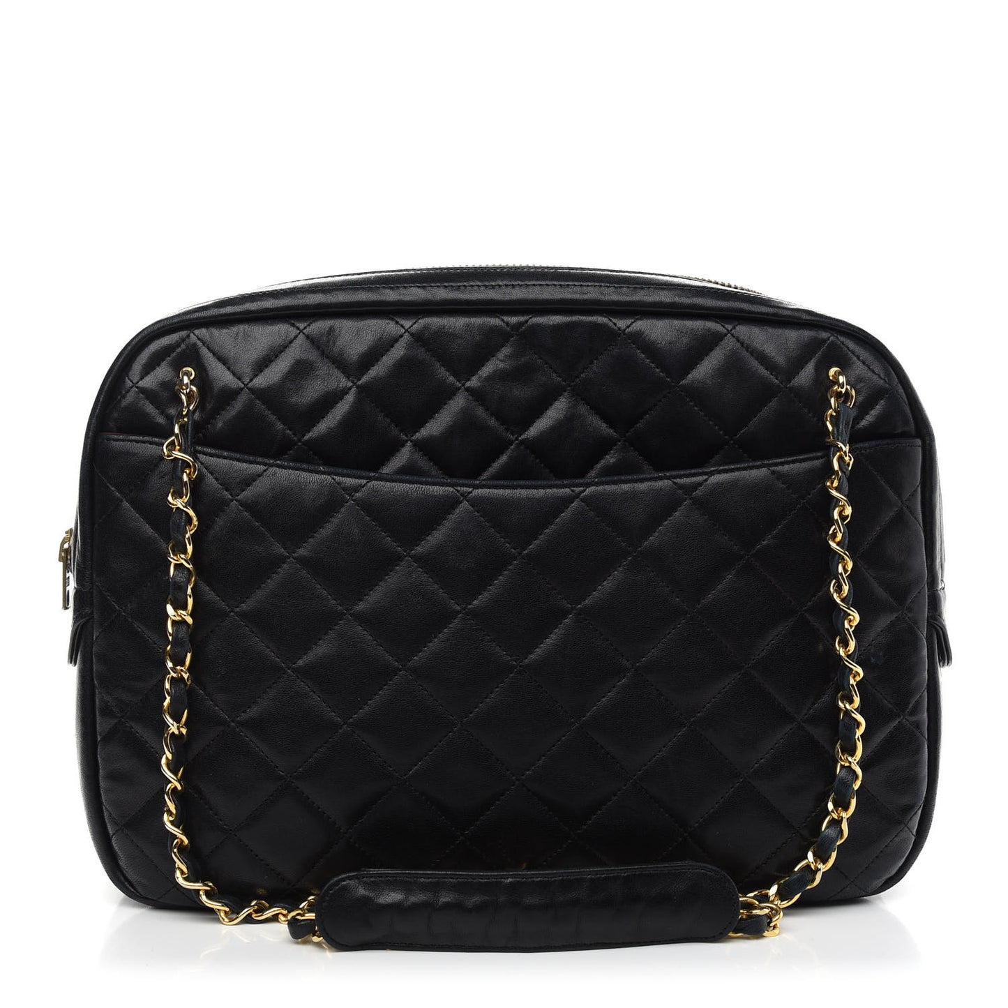 Lambskin Quilted Large Camera Case Black