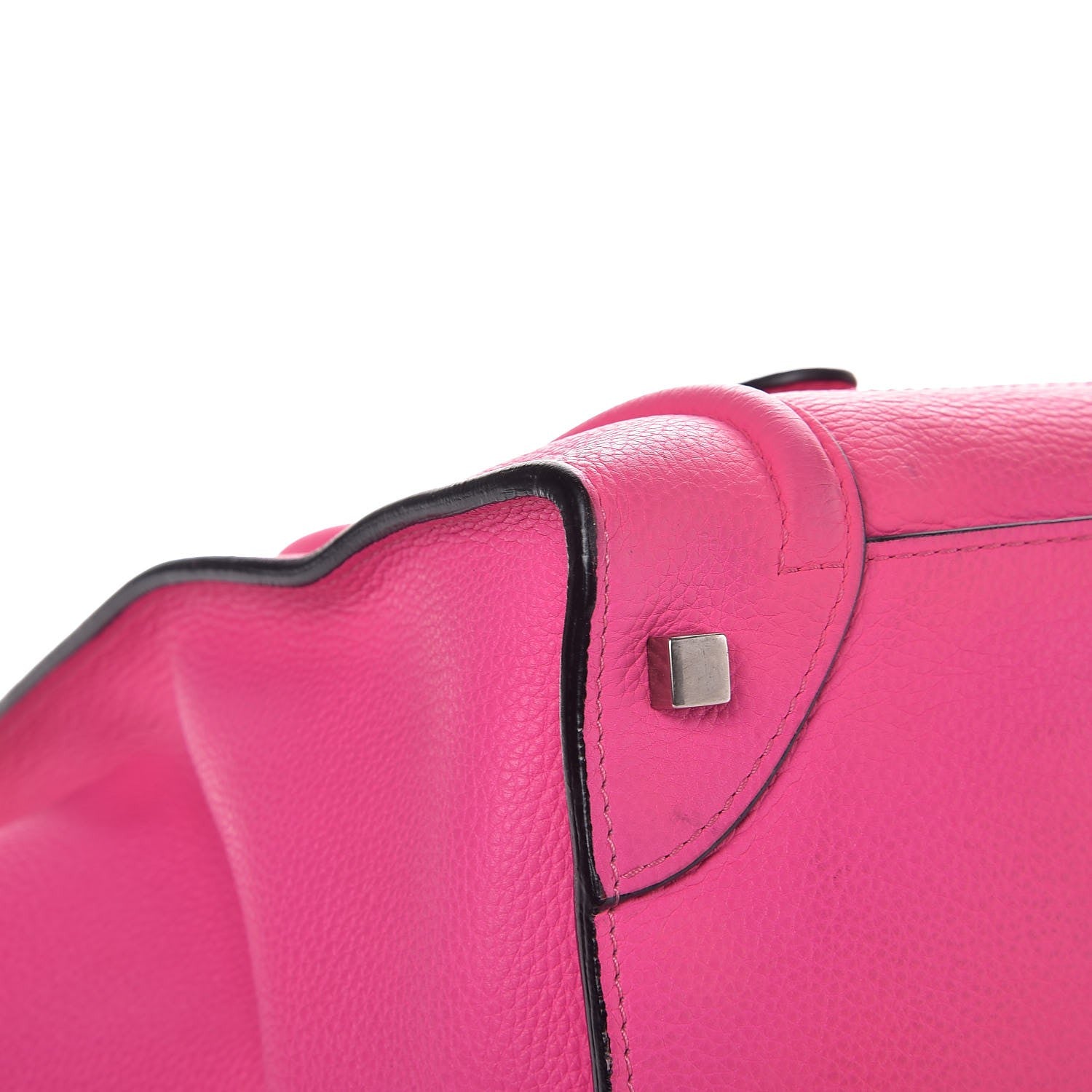 Celine Drummed Calfskin Mini Luggage Fluo Pink 9 of 13