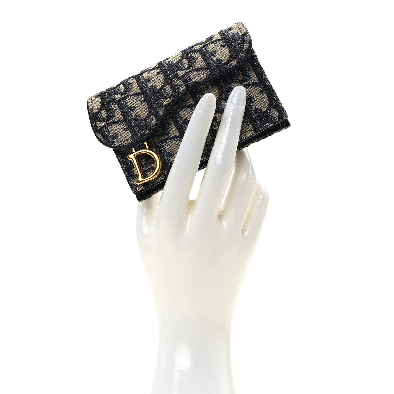 Christian Dior Oblique Saddle Card Holder Blue 2 of 8