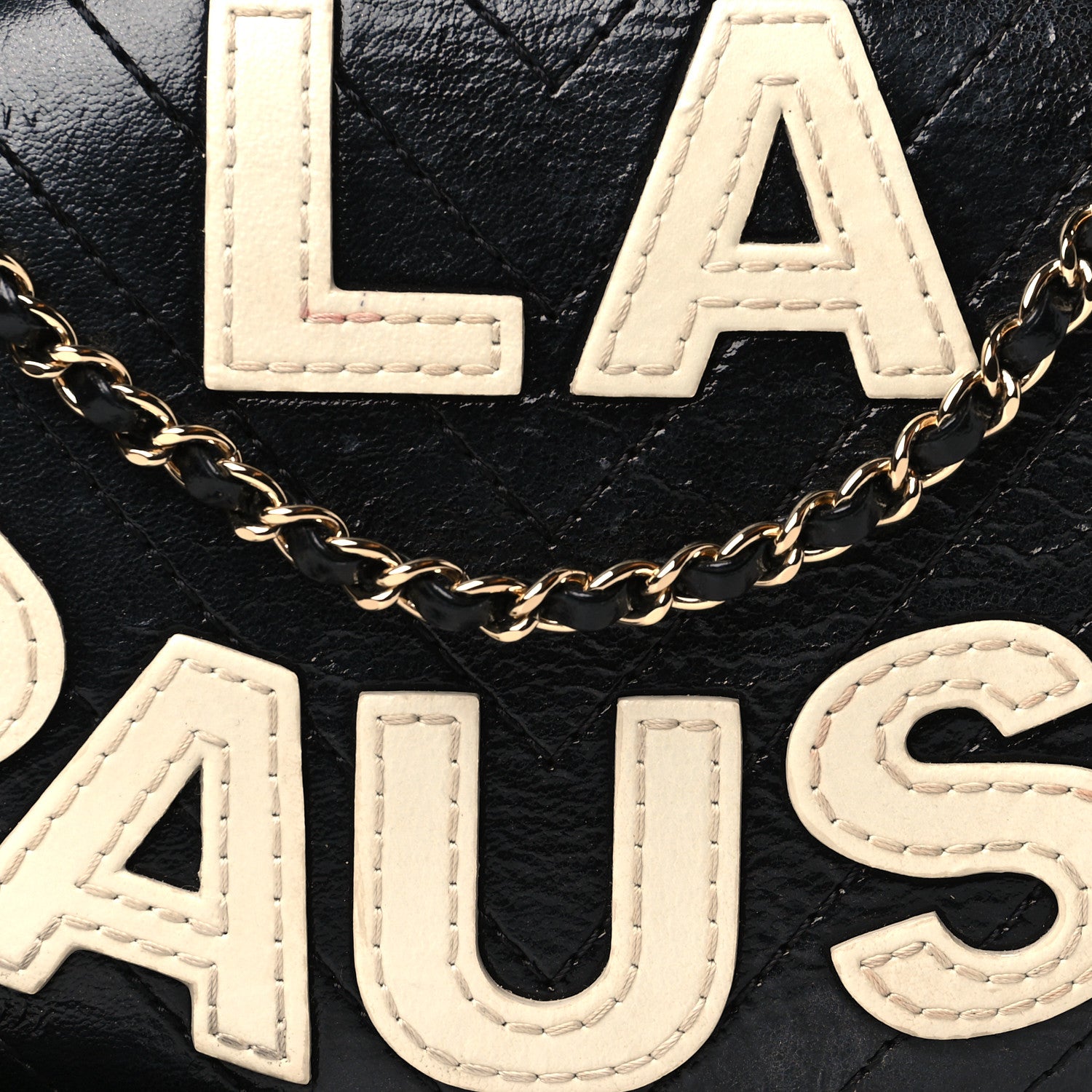 Chanel Lambskin Embroidered Chevron Quilted La Pausa Tassel Clutch Black 8 of 10