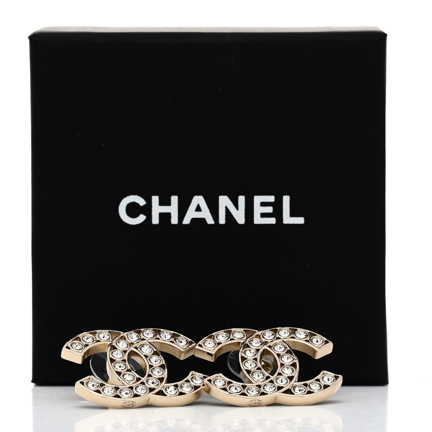 Large Strass Crystal CC Earrings Gold