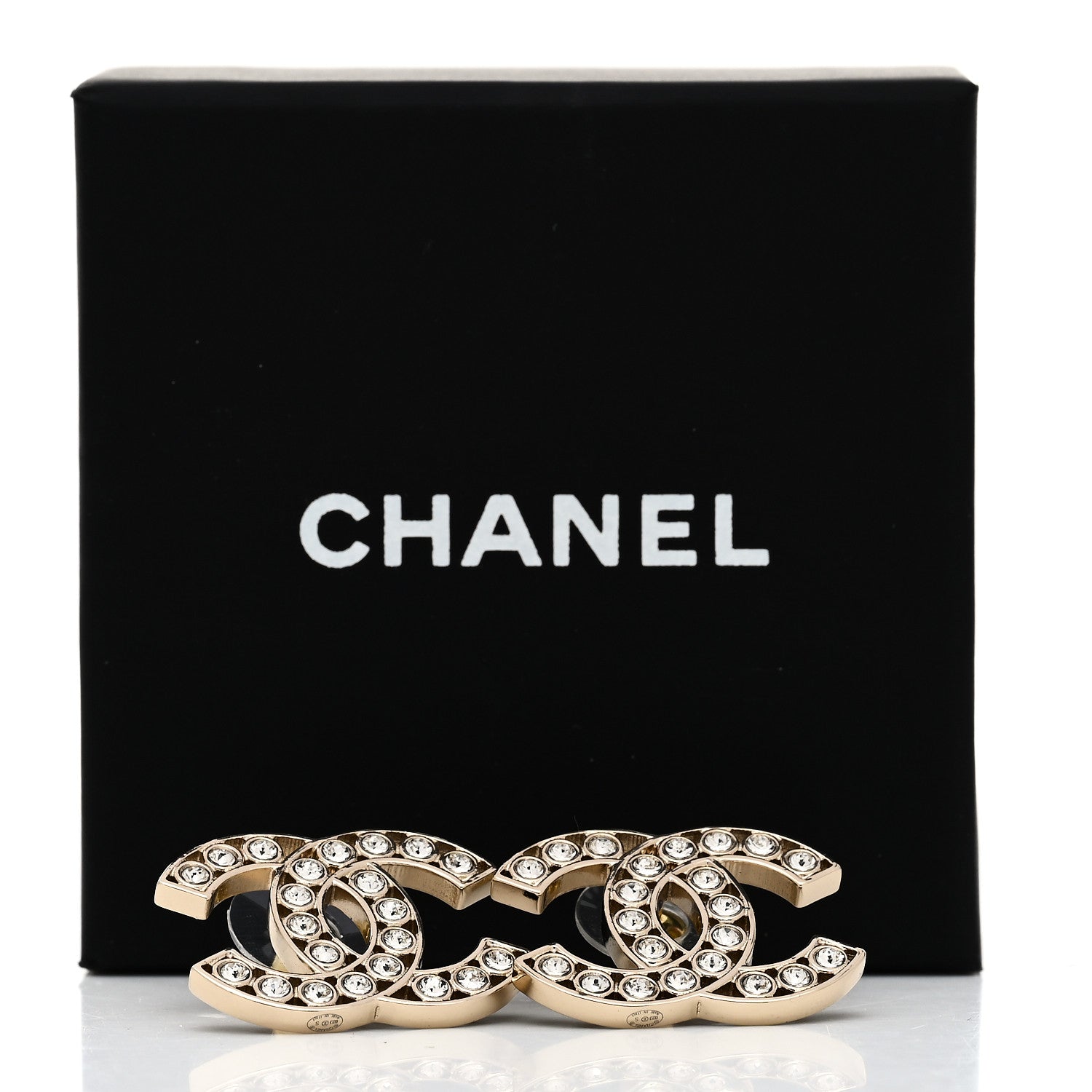 Chanel Large Strass Crystal CC Earrings Gold 5 of 5
