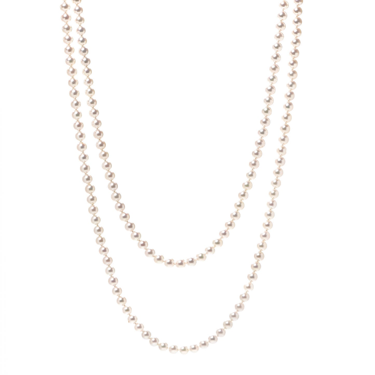 18K White Gold Akoya Pearl 6.5-7mm Strand Necklace 60