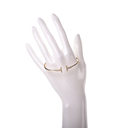 Tiffany 18K Yellow Gold Diamond T Wire Bracelet 2 of 4