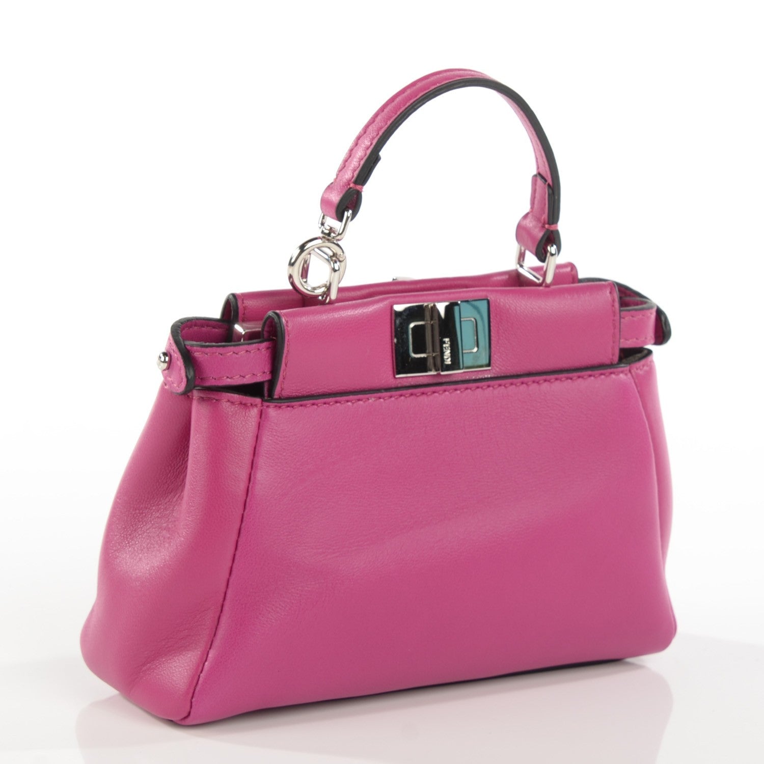 Fendi Nappa Micro Peekaboo Iconic Satchel Magenta 3 of 8