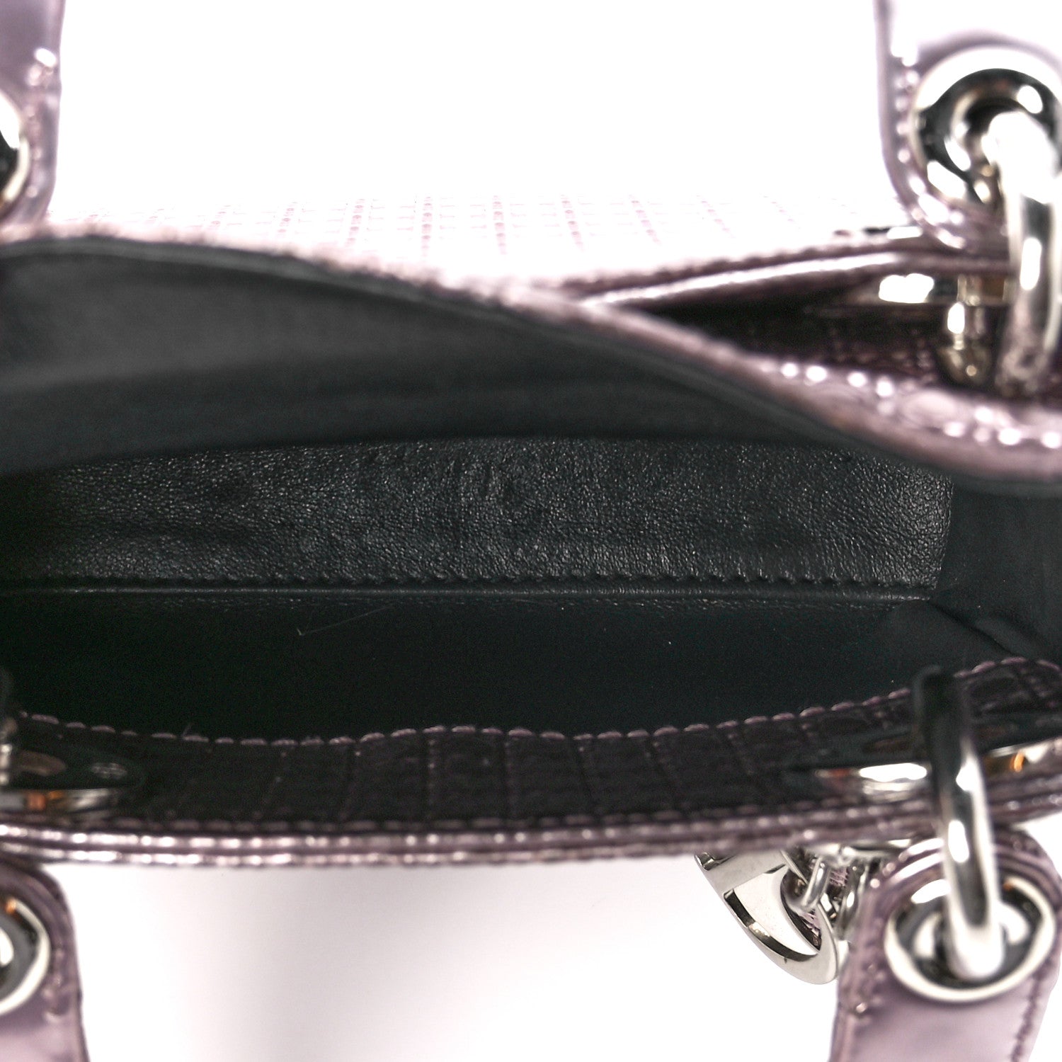 Christian Dior Metallic Patent Micro-Cannage Mini Lady Dior Hyper Pink 5 of 10