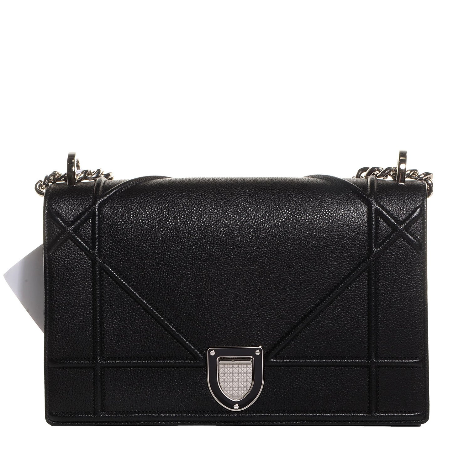 Grained Calfskin Medium Diorama Flap Bag Black
