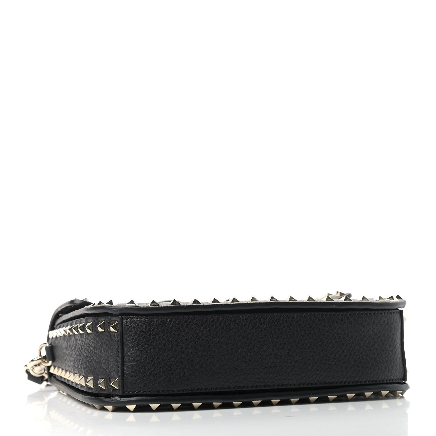 Valentino Garavani Pebbled Calfskin Medium Rockstud Flap Saddle Bag Black 4 of 9