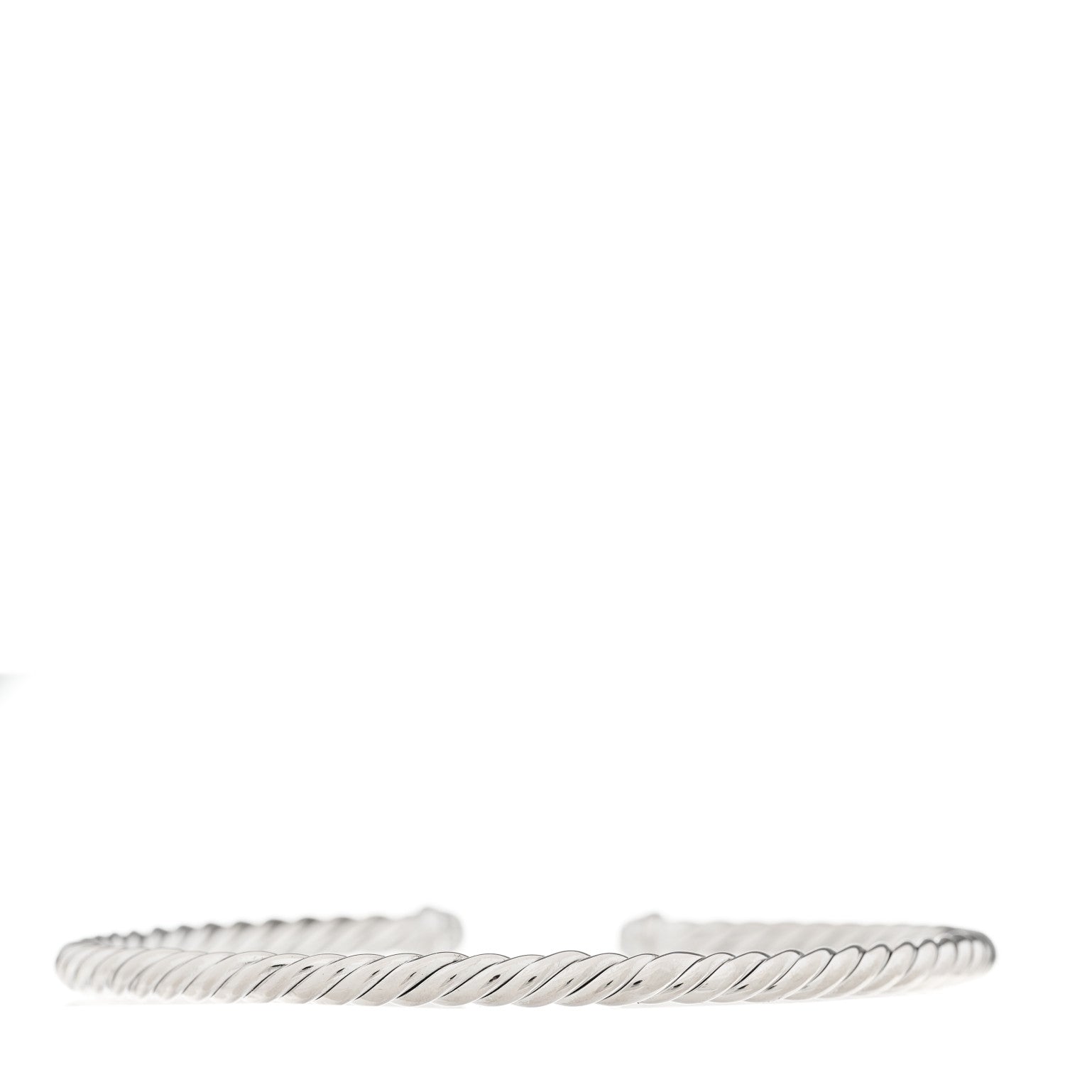 David Yurman 18K White Gold Diamond 4mm Cable Flex Cuff Bracelet 2 of 4