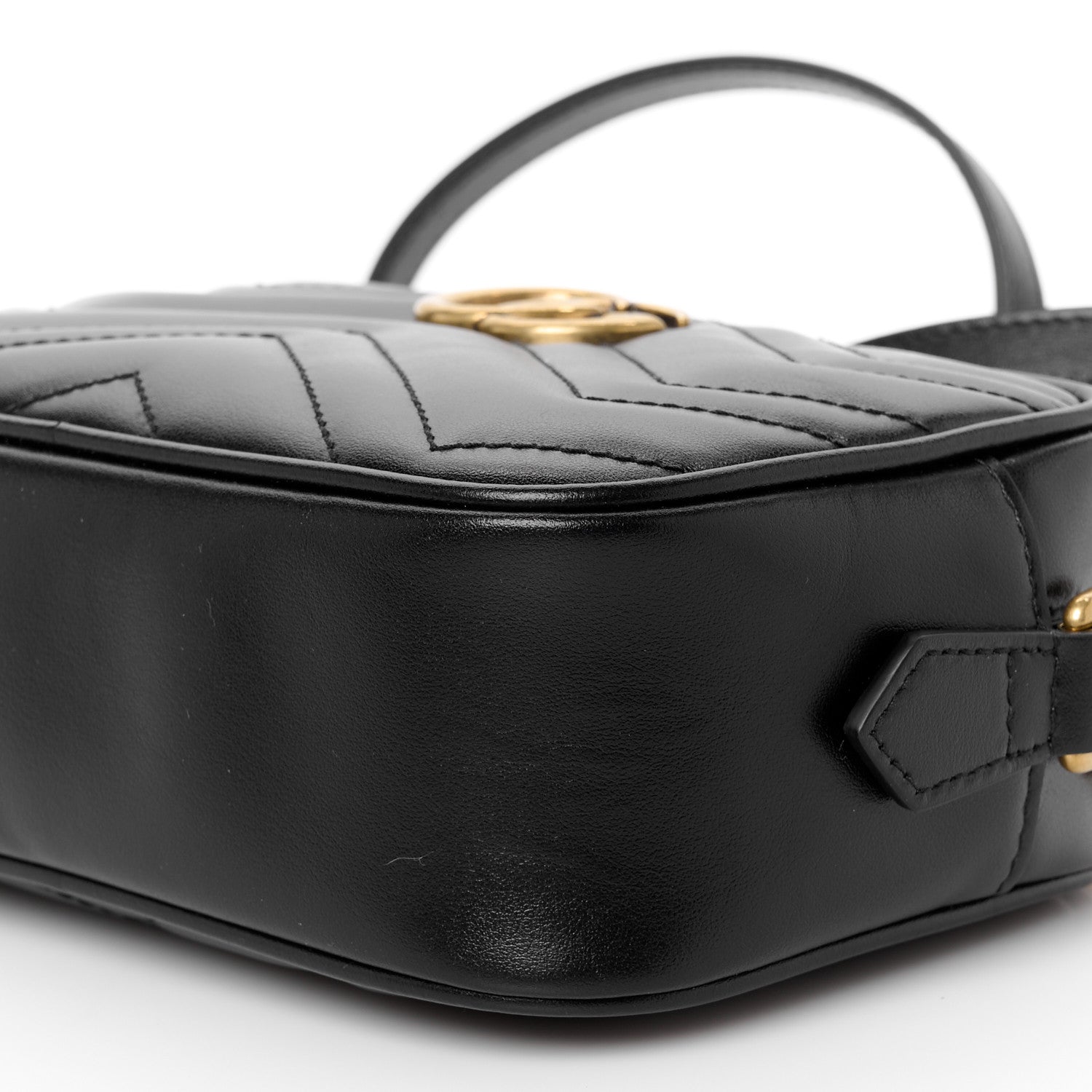 Gucci Calfskin Matelasse Mini GG Marmont Chain Shoulder Bag Black 11 of 11