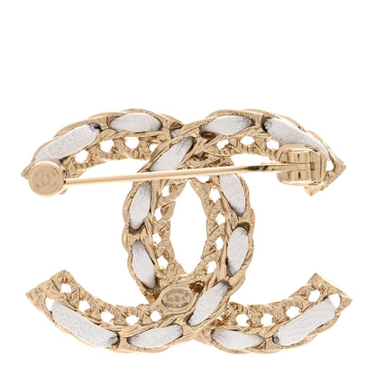 Chanel Lambskin CC Chain Brooch White Gold 3 of 4
