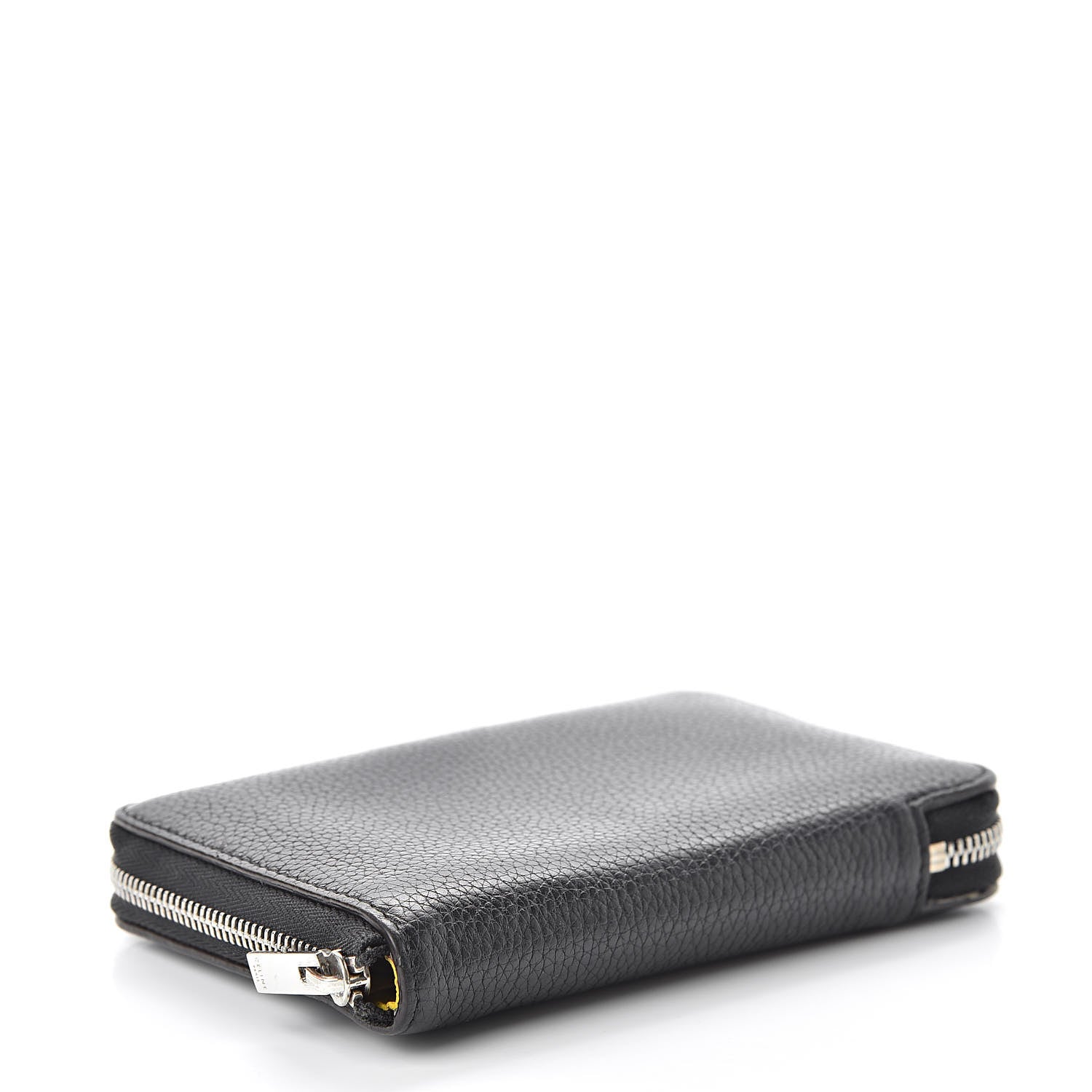 Celine Drummed Calfskin Zip Around Multifunction Wallet Black Citron 4 of 15