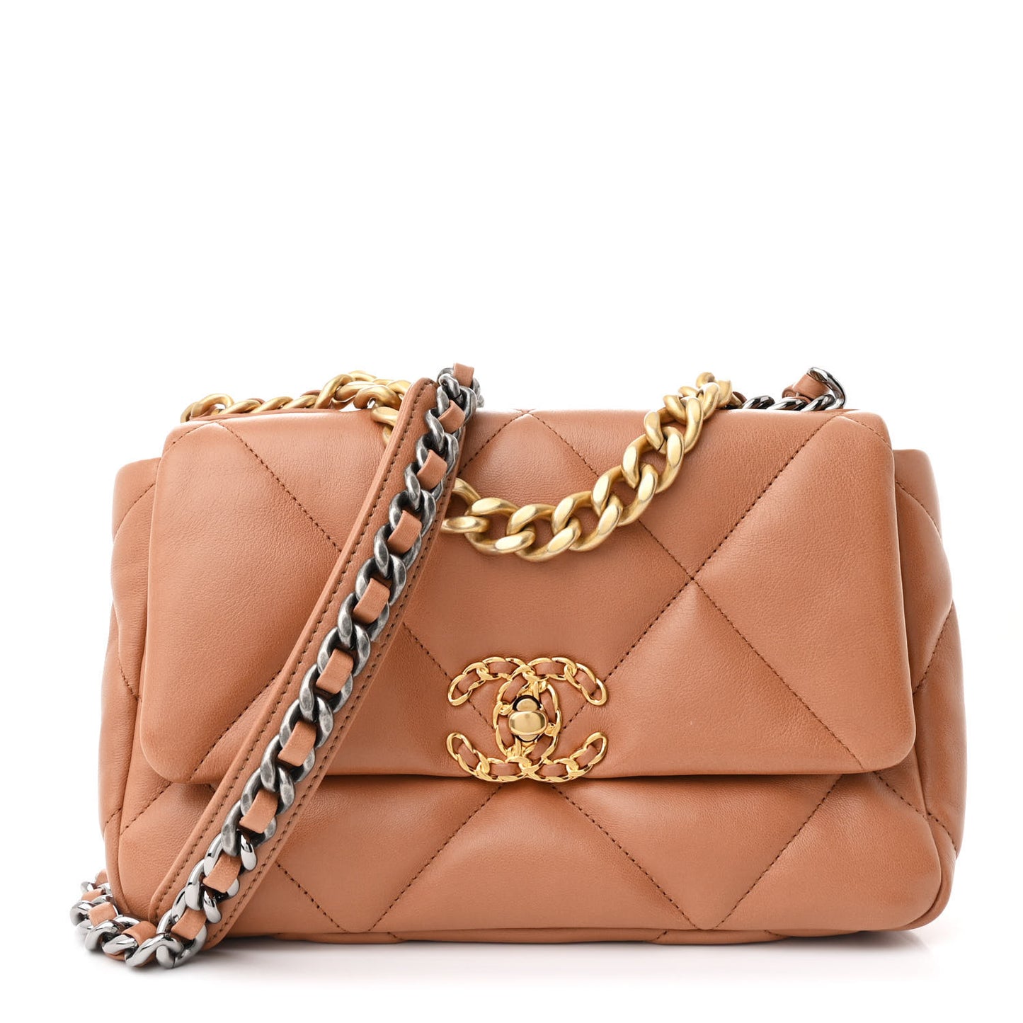 Lambskin Quilted Medium Chanel 19 Flap Brown