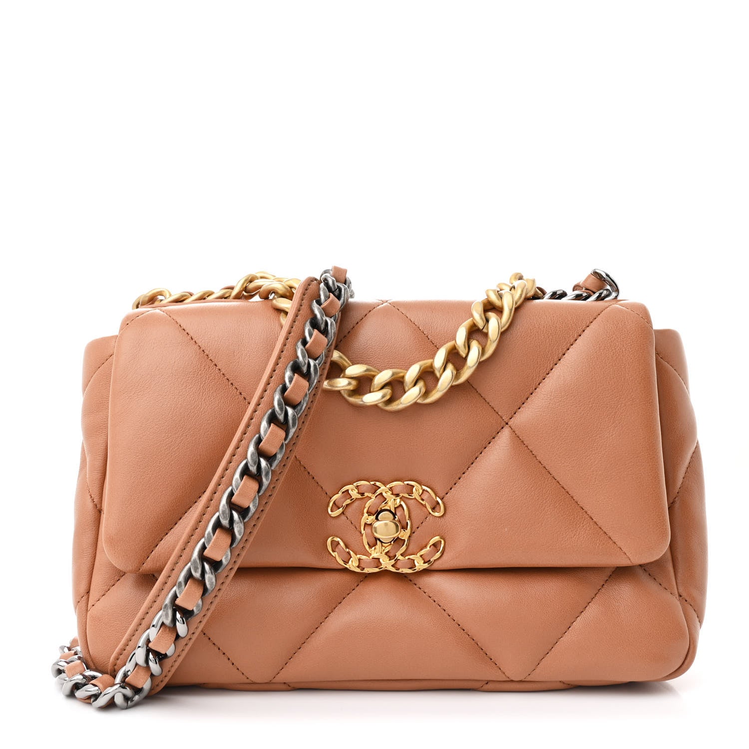 Chanel Lambskin Quilted Medium Chanel 19 Flap Brown 1 of 10