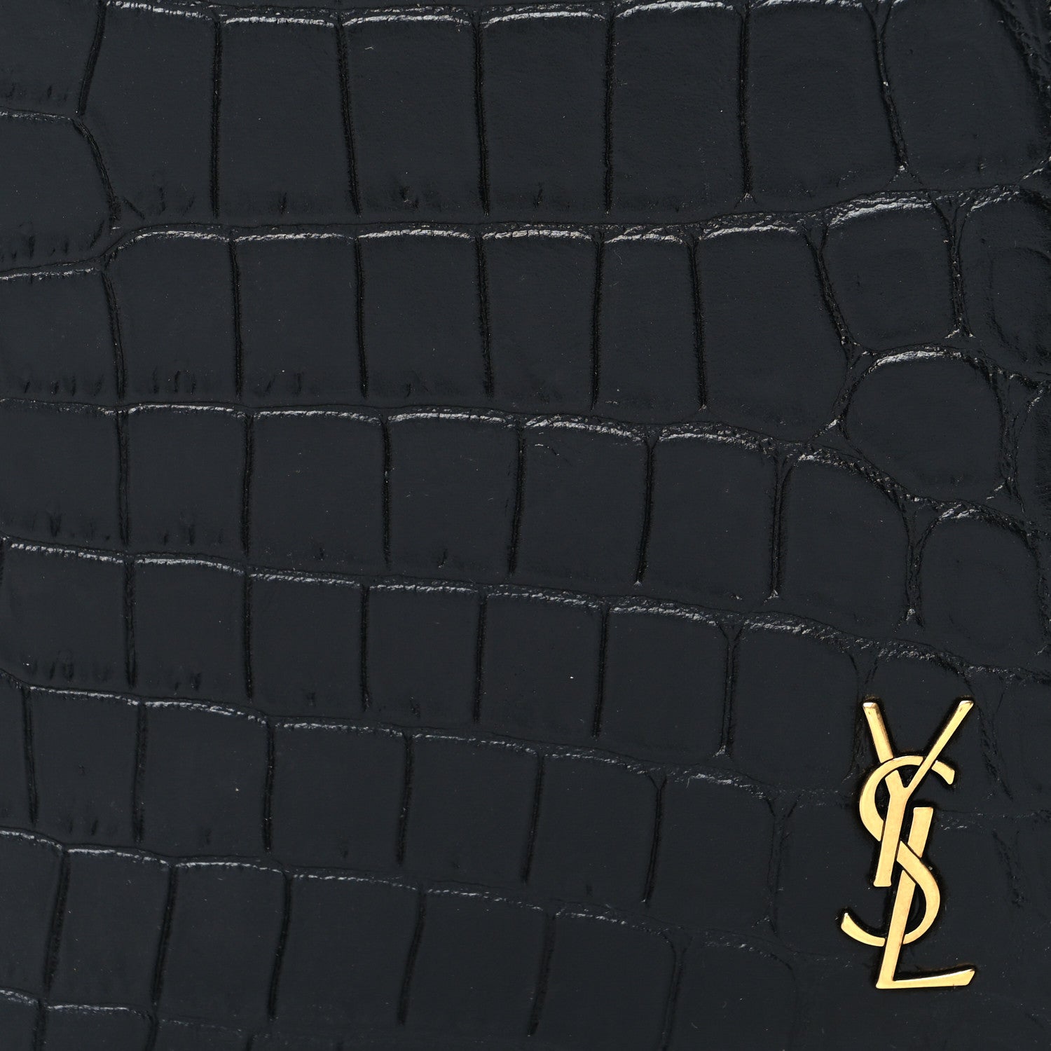 Saint Laurent Crocodile Embossed Tiny Cassandre Passport Holder Black 8 of 8