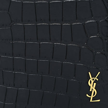 Saint Laurent Crocodile Embossed Tiny Cassandre Passport Holder Black 8 of 8