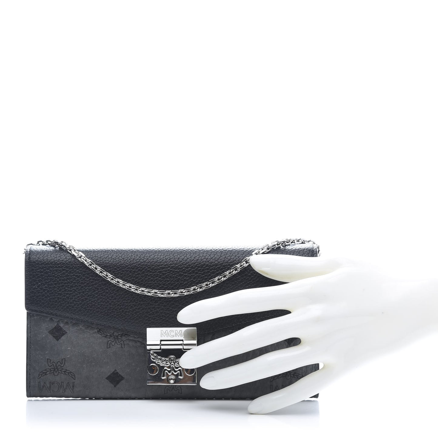 Visetos Calfskin Large Patricia Wallet On Chain Black