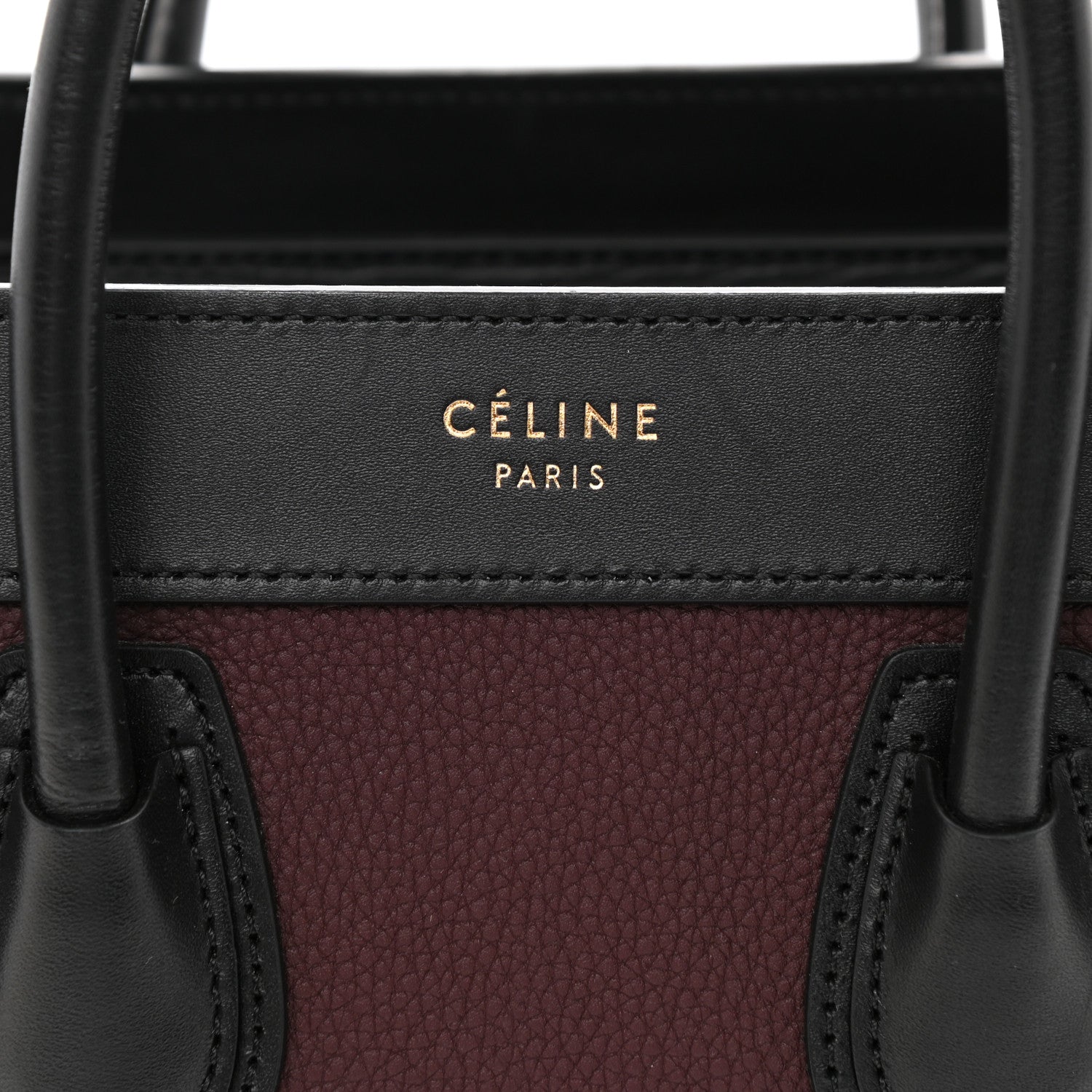 Celine Baby Grained Calfskin Nubuck Tri-Color Nano Luggage Burgundy Wine 6 of 10