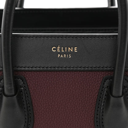 Celine Baby Grained Calfskin Nubuck Tri-Color Nano Luggage Burgundy Wine 6 of 10